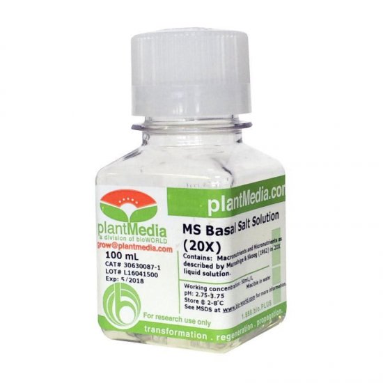 Murashige and Skoog (MS) Basal Salt Concentrate (20X) Solution, Sterile
